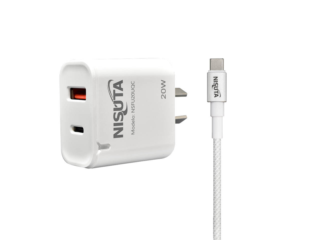 1025943 CARGADOR NISUTA FU20UQC 1P USB 1 PD 20W CABLE - Imagen 1