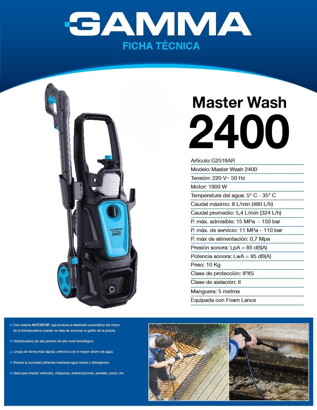 1023393.jpg HIDROLAVADORA GAMMA G2518 MASTER WASH 2400 - Imagen 1